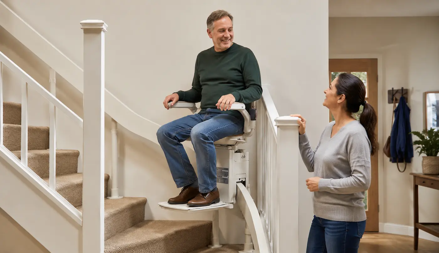 Instalación de una silla salvaescaleras en la escalera de un portal en Móstoles